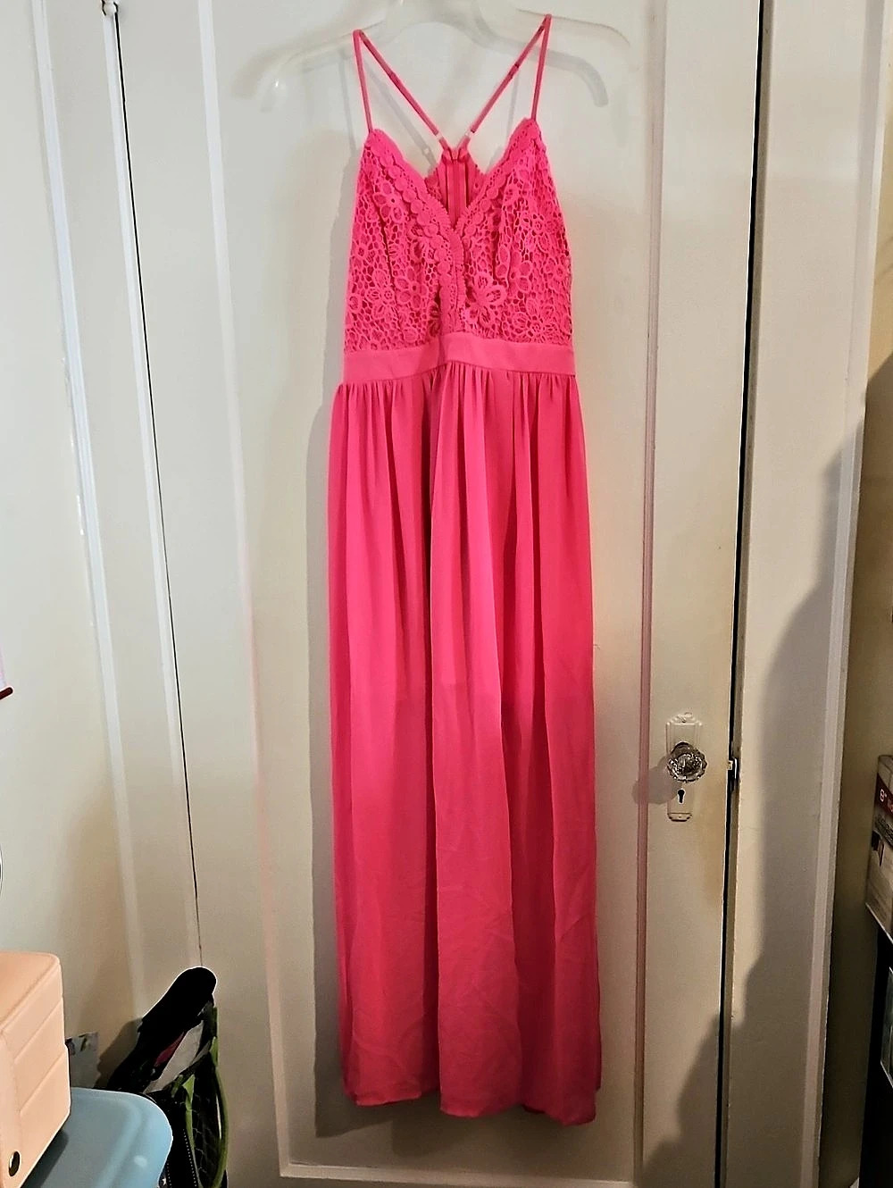 No Boundaries Pink Lace Maxi Dress Size Medium Like New